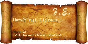 Herényi Elizeus névjegykártya